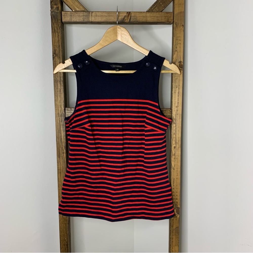 Banana Republic Navy and Red Striped Sleeveless Top Size XS